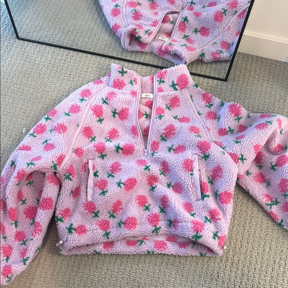 Pink Strawberry Fleece Pullover